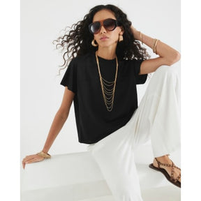 Black Linen Look Short Sleeve T-Shirt