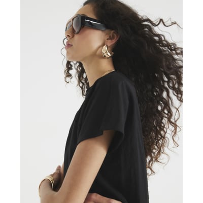 Black Linen Look Short Sleeve T-Shirt