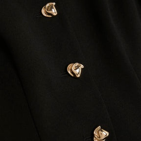 Black Long Sleeve Bardot Button Top