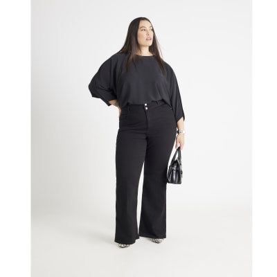 Black Long Sleeve Batwing Top