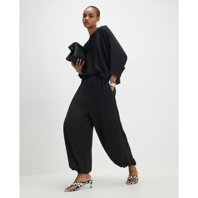 Black Long Sleeve Batwing Top