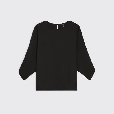 Black Long Sleeve Batwing Top
