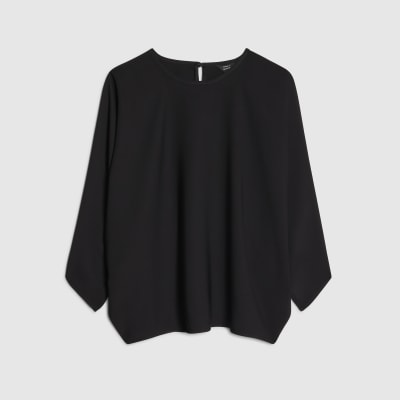 Black Long Sleeve Batwing Top
