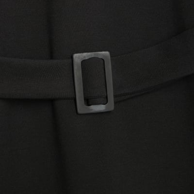 Black Long Sleeve Belted Sweatshirt Dress