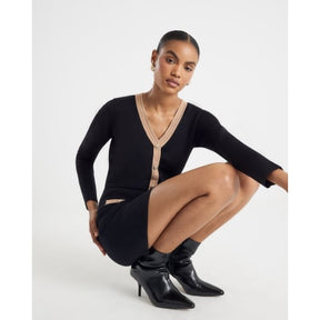 Black Long Sleeve Button Detail mini Dress