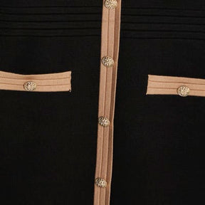 Black Long Sleeve Button Detail mini Dress