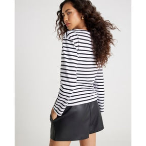 Black long sleeve Drape Side Stripe Top