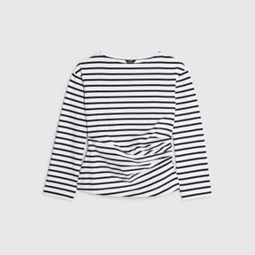 Black long sleeve Drape Side Stripe Top