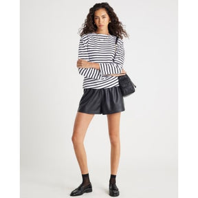 Black long sleeve Drape Side Stripe Top