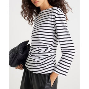 Black long sleeve Drape Side Stripe Top
