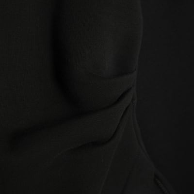 Black Long Sleeve Drape Sweatshirt