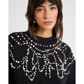 Black Long Sleeve Embellished Sweatshirt