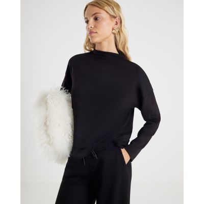 Black Long Sleeve High Neck Neoprene Top