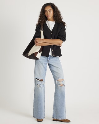 Black Long Sleeve Jersey Cardigan