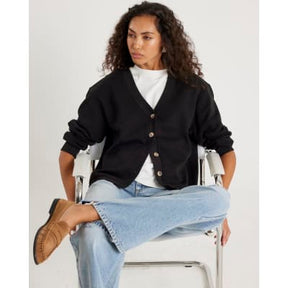 Black Long Sleeve Jersey Cardigan