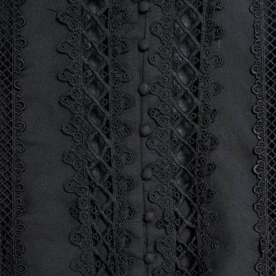 Black Long Sleeve Lace Cut Out Mini Dress