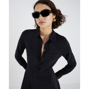 Black long sleeve Mini Shirt Dress