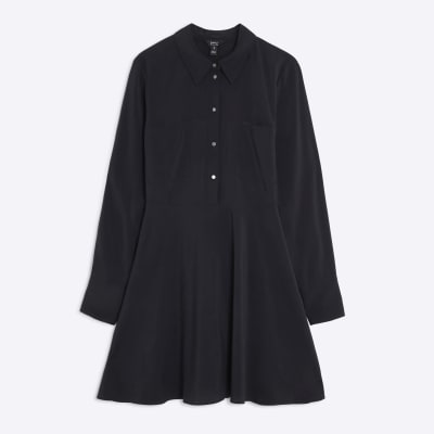 Black long sleeve Mini Shirt Dress