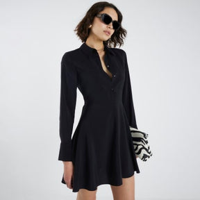 Black long sleeve Mini Shirt Dress