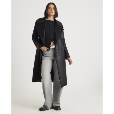 Black Long Sleeve Popper Through Ribbed Top