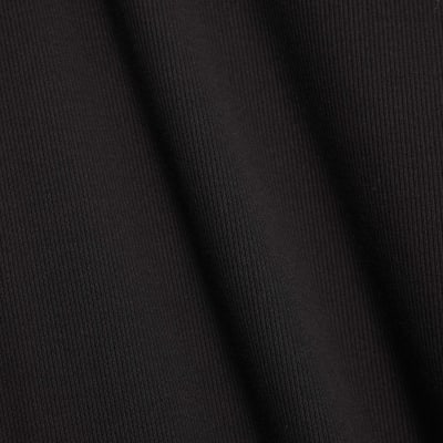 Black Long Sleeve Ribbed Midi Dress