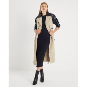 Black Long Sleeve Ribbed Midi Dress