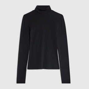 Black Long Sleeve Roll Neck Top