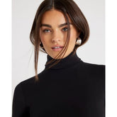 Black Long Sleeve Roll Neck Top