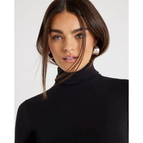 Black Long Sleeve Roll Neck Top