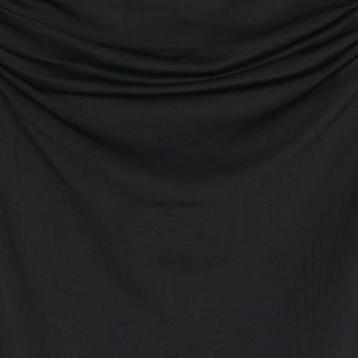 Black Long Sleeve Ruched Drape Top
