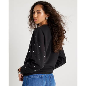 Black Long Sleeve Studded Sweatshirt