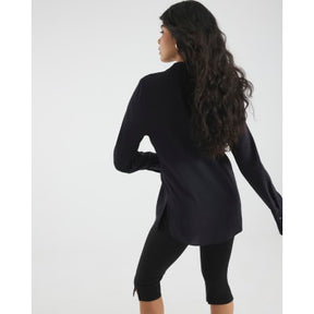 Black Long Sleeve Tie Waist Shirt