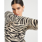 Black Long Sleeve Zebra Print Top