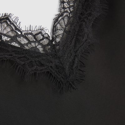 Black Longline Lace Cami Top