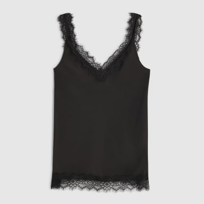 Black Longline Lace Cami Top