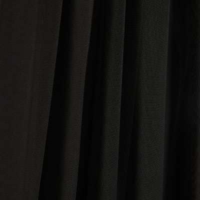 Black Mesh Bubble Hem Midi Skirt