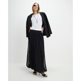 Black Mesh Bubble Hem Midi Skirt