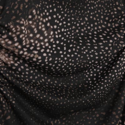 Black Mesh Long Sleeve Spot Print Midi Dress