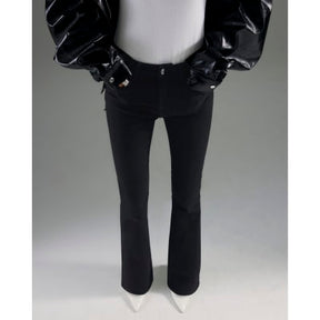 Black Mid Rise Flared Jeans