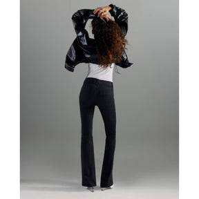 Black Mid Rise Flared Jeans