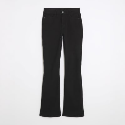Black Mid Rise Flared Jeans