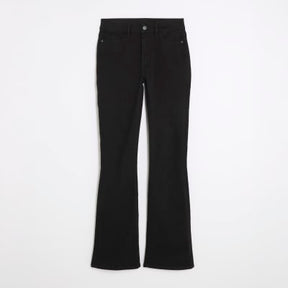 Black Mid Rise Flared Jeans