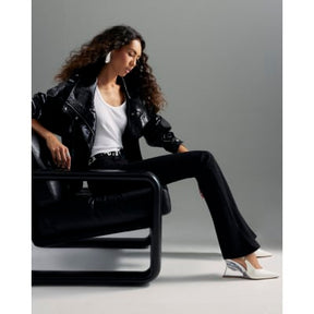 Black Mid Rise Flared Jeans