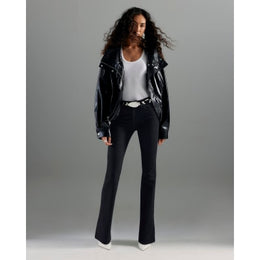 Black Mid Rise Flared Jeans