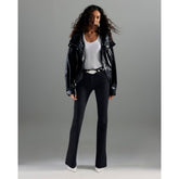 Black Mid Rise Flared Jeans