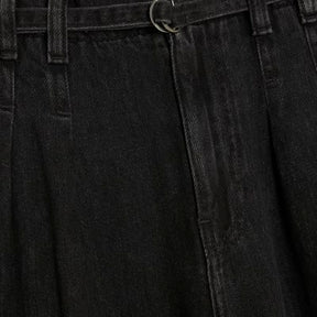 Black Mid Rise Wide Leg Tie Front Jeans