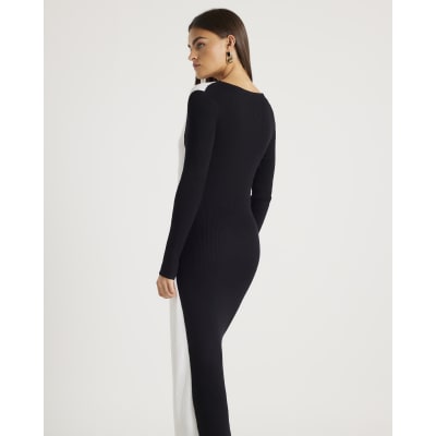 Black Monochrome Maxi Jumper Dress