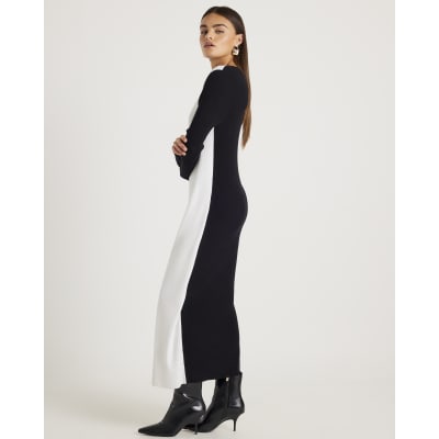 Black Monochrome Maxi Jumper Dress