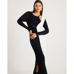 Black Monochrome Maxi Jumper Dress