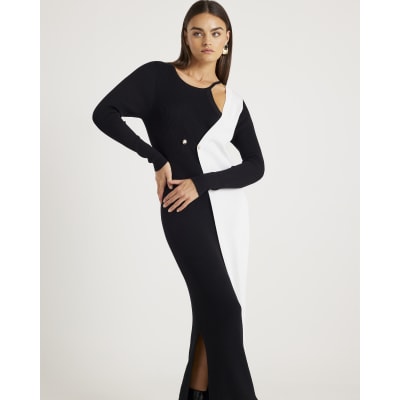 Black Monochrome Maxi Jumper Dress
